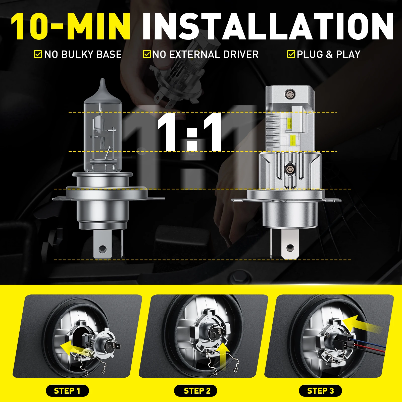 AUXITO 2 Buah Bohlam Lampu Dep - Led Headlight 6500K White 12000Lm ulasan dan harga