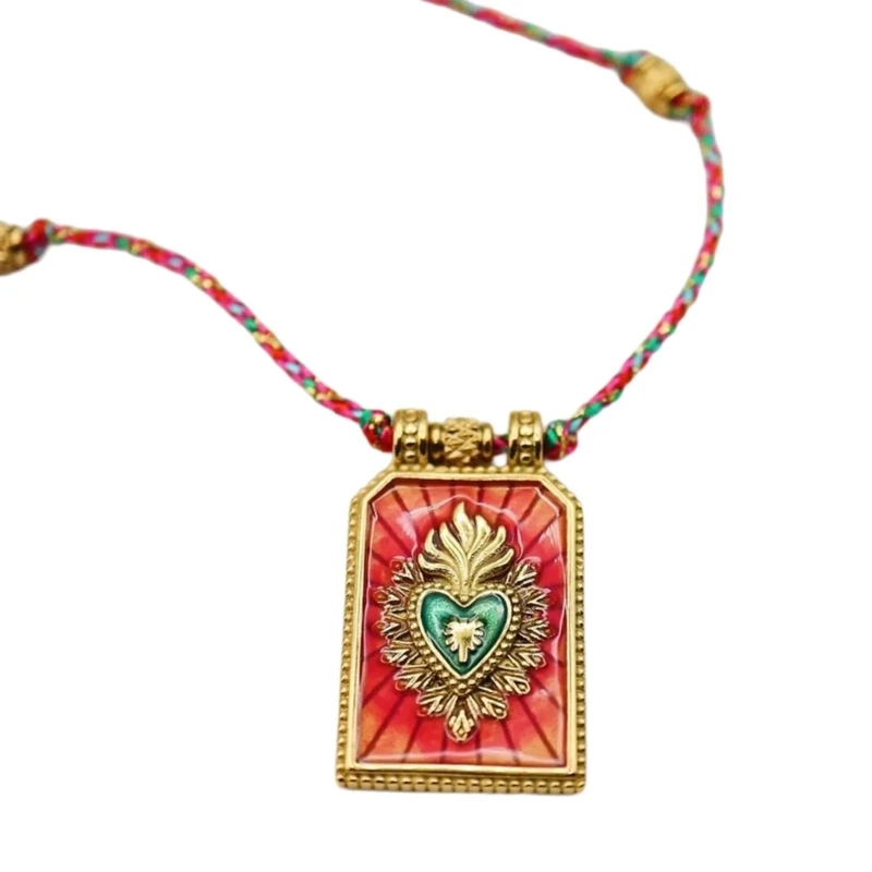 Kalung Liontin Kartu Tarot Retro Artistik Untuk Wanita Dengan Desain Mata Hati