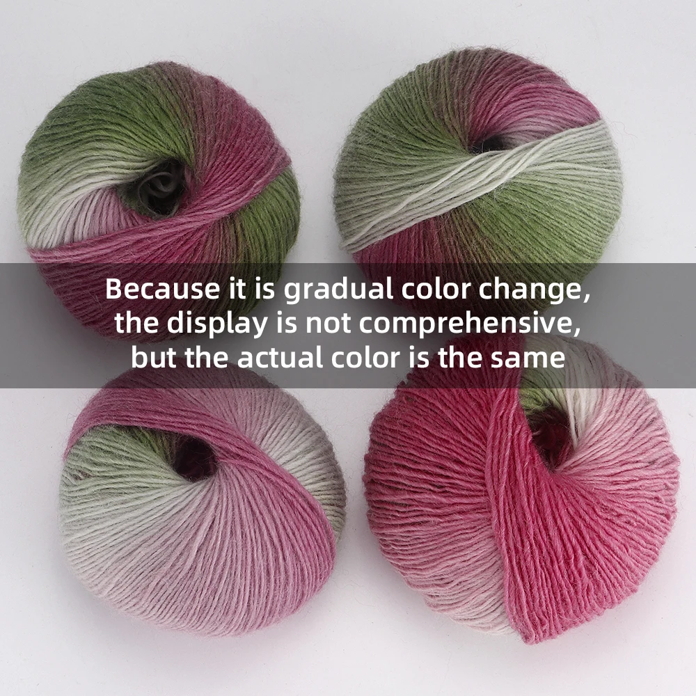 400g Multicolor Soft Yarn, 100% Wool Gradient Yarn, Hand-Made DIY Knitted & Crocheted Sweaters, Scarves, Hats, Gloves 50g/pc
