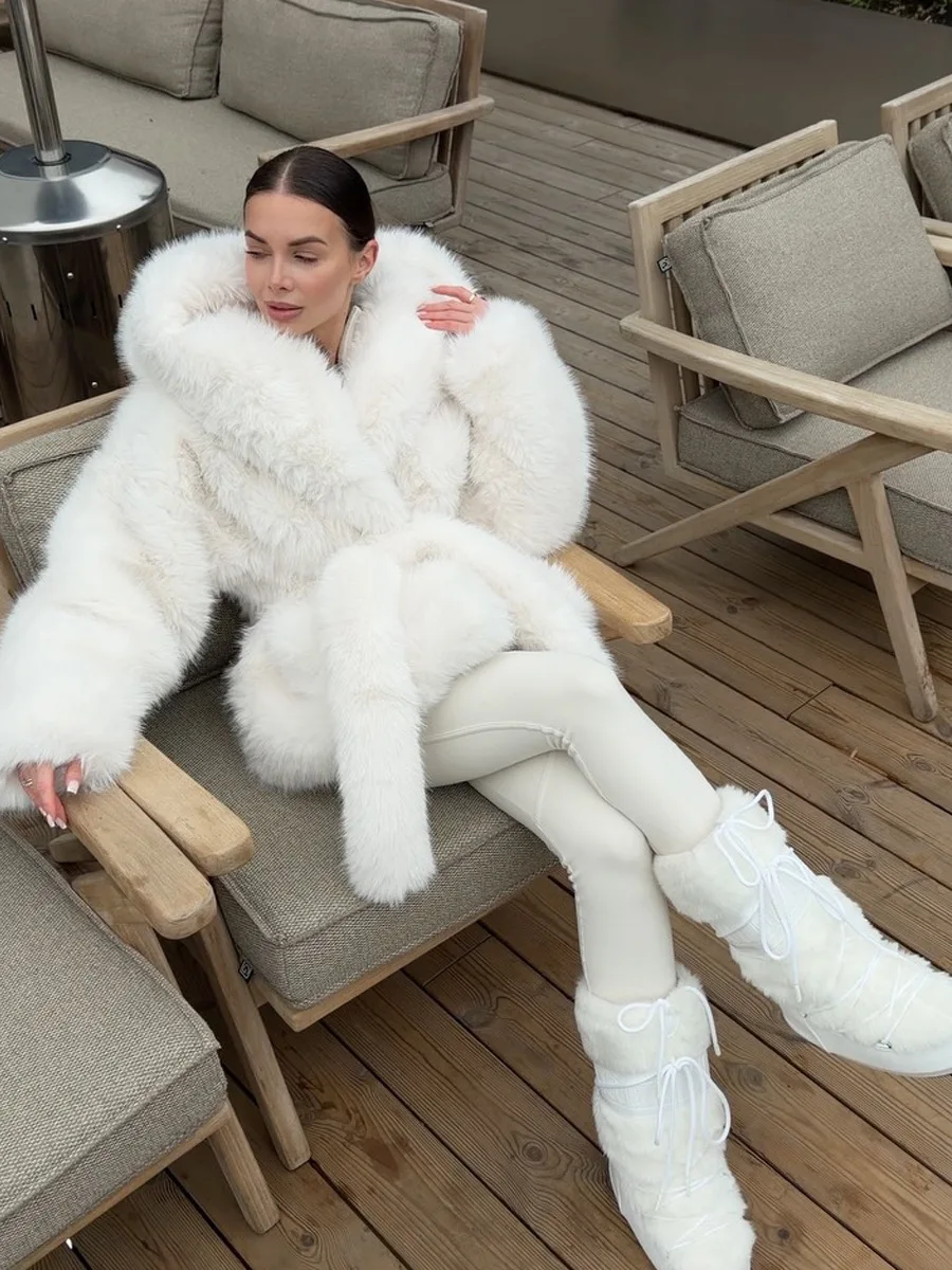 HDHOHR  Elegant Luxury Chic Thick Warm Faux Fox Fur Coat Women 2026 Winter High Quality Fluffy Fox Fur Jacket  Fashion Overcoat