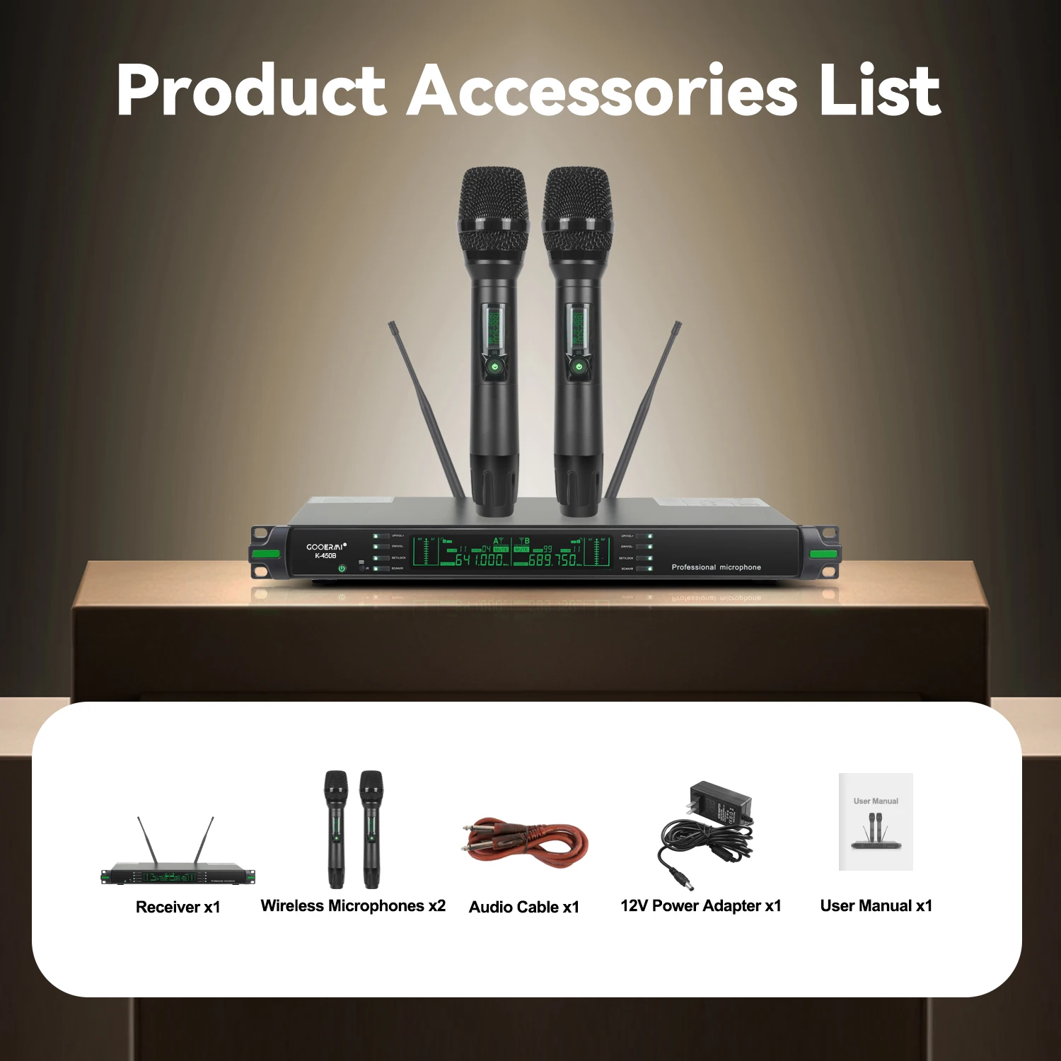 GOOERMI K450B Dual Channel UHF - đánh giá và giá Uhf Wireless Microphone System Dual Channel