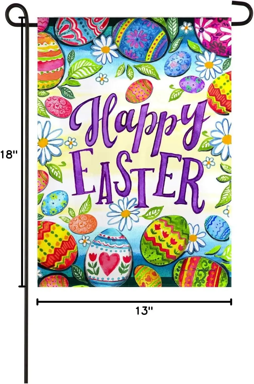 Evergreen Flag Beautiful Springtime Happy Easter Eggs Textured Suede Garden Flag - 13 x 18 Inches Fade and Weather Resistant zzo