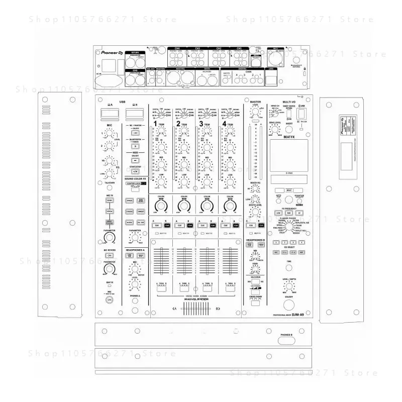 DJM-A9 (DJMA9) Mixer Full Coverage Protective Film - Imported Scratch-Resistant Material Black/White Optional