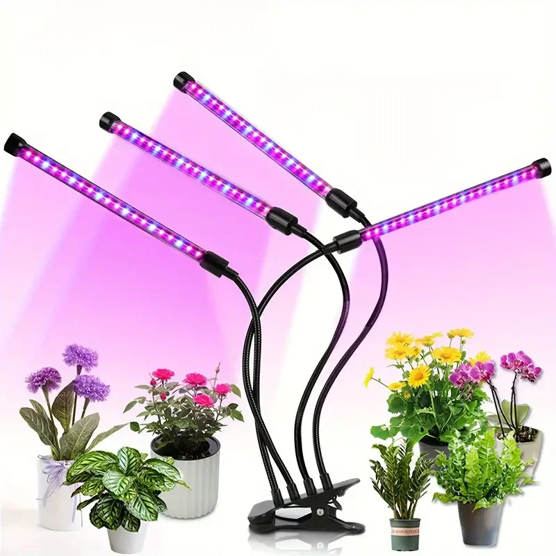 Adjustable Double Head LED Clip Light for Garden Hydroponic Flower Plant Growth Dimmable IP44 Protection Fast Delivery