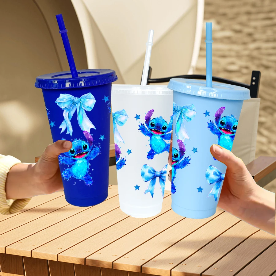12개/팩 디즈니 스티치 스타 26oz 멀티컬러 플라스틱 물컵 파티 음료용품 생일/개학 선물