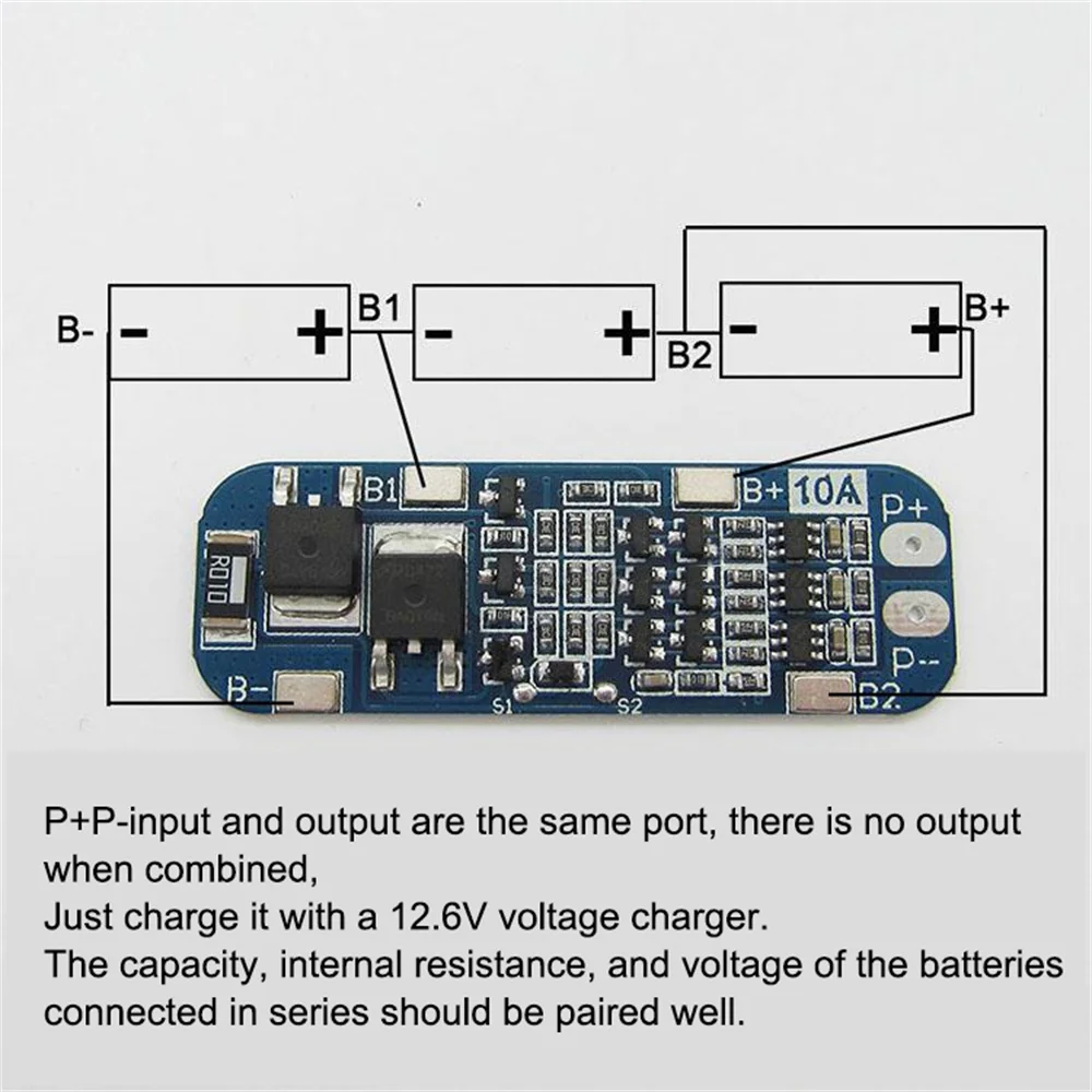 BMS 3S 10A 11.1V 12V 12.6V Lithium Battery Charger Protection Board Module Overcharge Over Discharge Short Circuit Protection