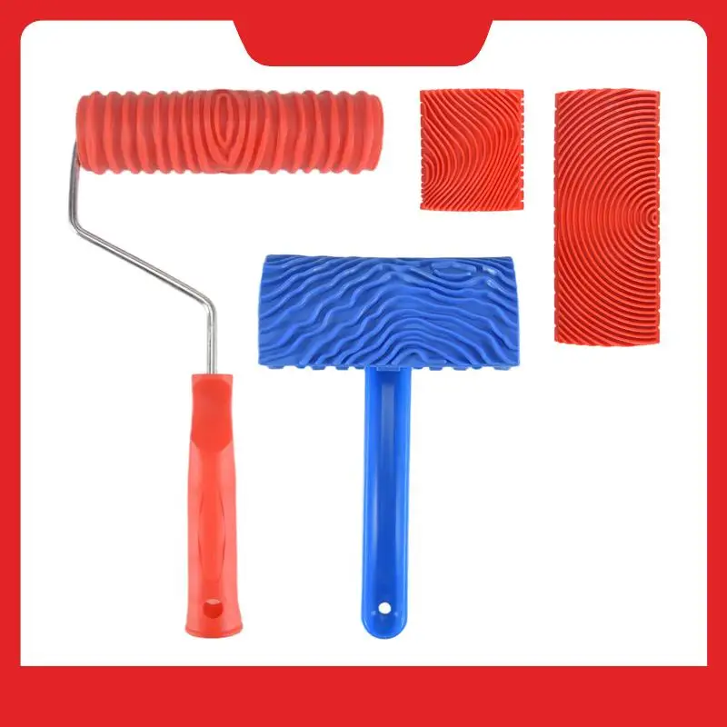 

A32HOT-Wood Grain Tools, 4Pcs Wood Grain Roller Painting Tools Texture Pattern With Handles Texture Tool Paint,For Wall Room