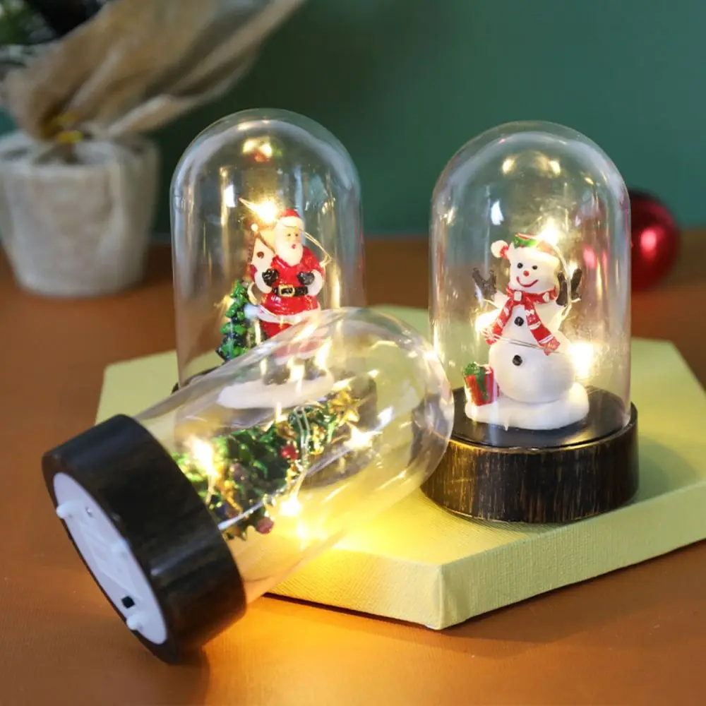 Glowing Christmas Desktop Decoration Lantern Snowman Santa Claus Christmas Snow Globe Lamp Battery Operated LED