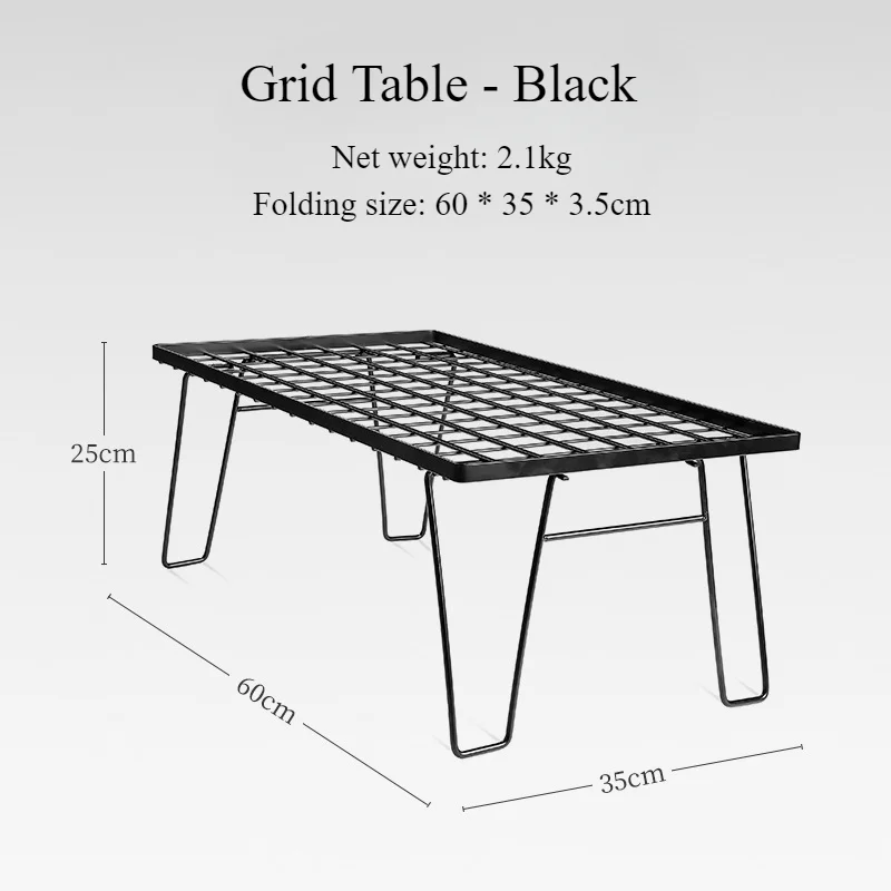 Przenośny wielofunkcyjny składany stół, stojak do przechowywania, stojak na stół piknikowy kempingowy, żelazny stół z siatki do grillowania