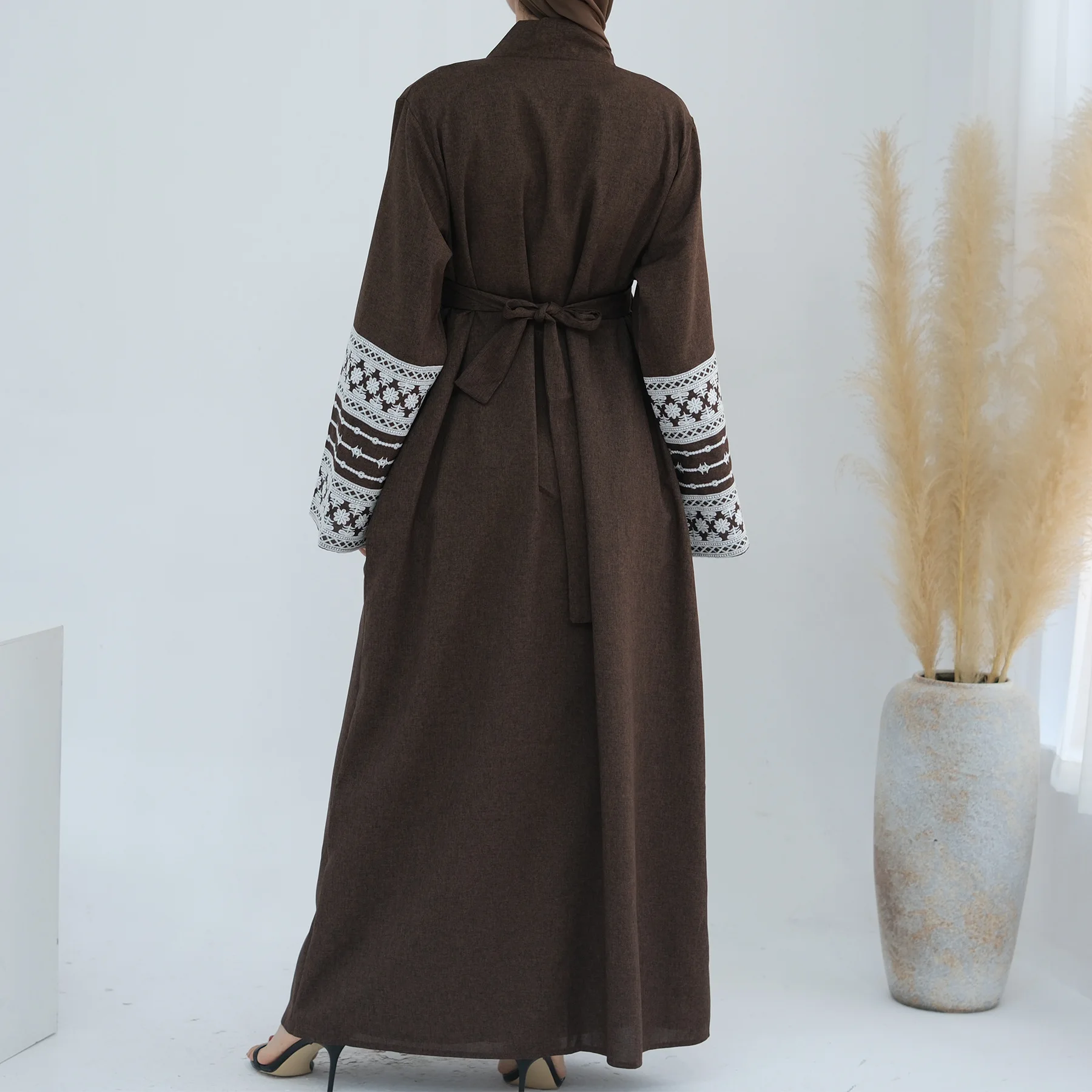 Embroidery Open Abaya for Women Kimono Cardigan Islam Clothing Turkey Muslim Dress Ramadan Eid Kaftan Dubai Robe Kebaya Jalabiya