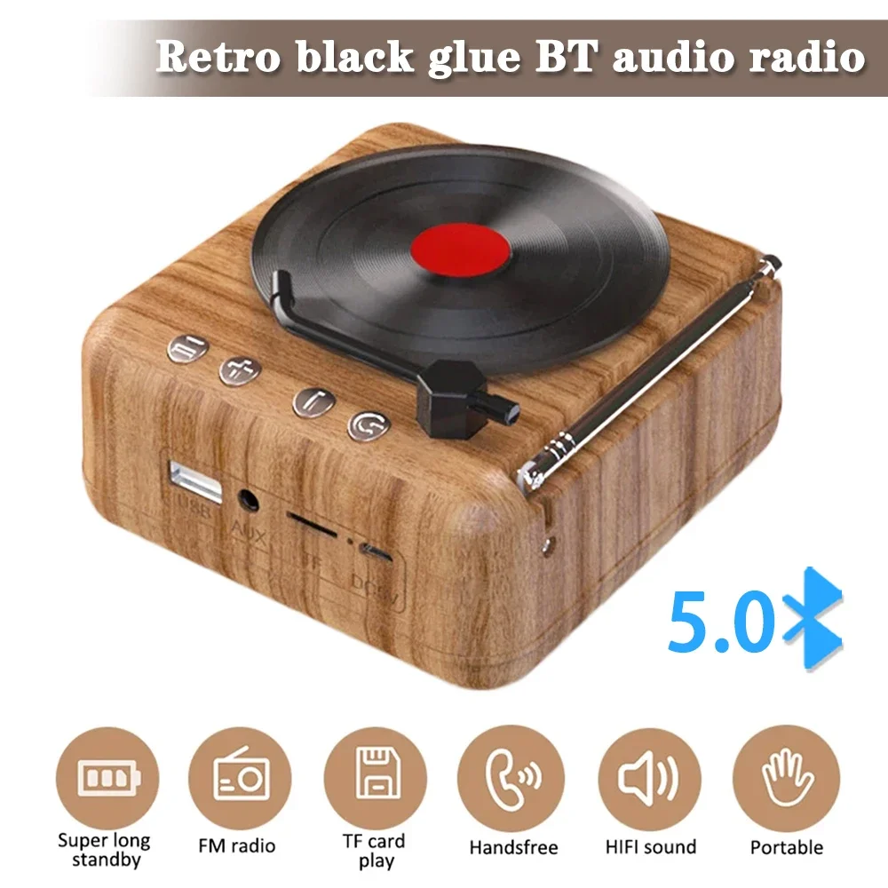 Wireless Bluetooth Retro Radio Vinyl Record Player Bluetooth Speaker Creative Retro Audio Radio Portable Mini Decoration