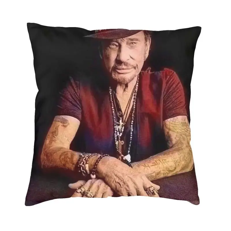 Johnny Hallyday Pillow Covers for Living Room French Rock Singer Luxury Cushion Cover Velvet Pillowcase