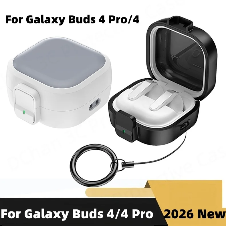 Sicherheitsverschluss, transparente Schutzhülle für Samsung Galaxy Buds 4 Pro/4 mit Trageband und Reinigungsstift für Buds 4 und 4 Pro, stoßfeste Hülle.