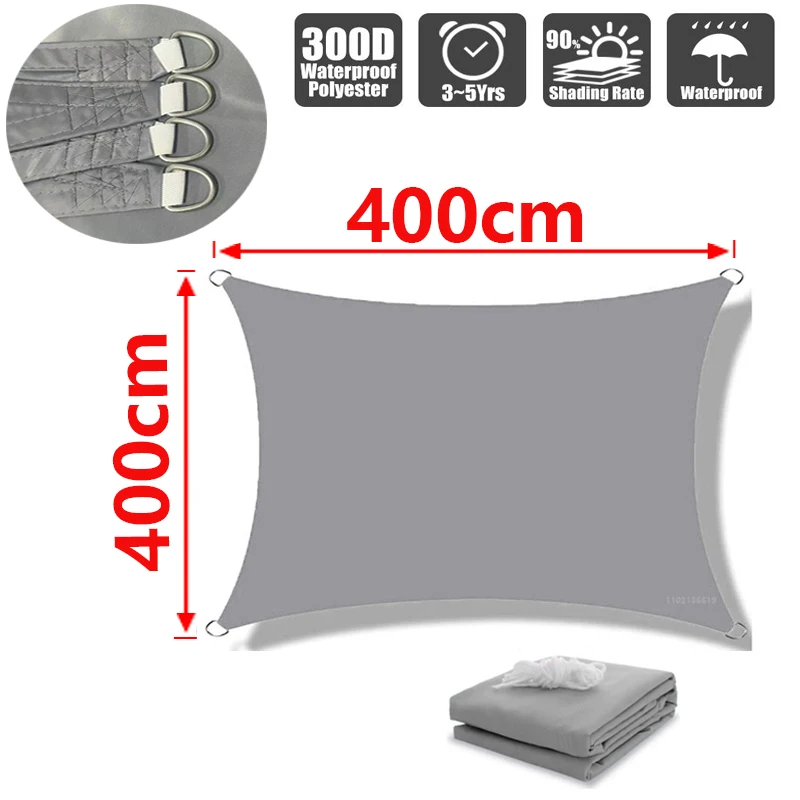 Schaduwzeil voor buiten, 300D polyester waterdichte UV-bestendige luifel, zonneschijnluifel voor terras, automat, achtertuin, tuin, enz.