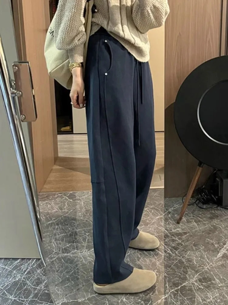 plus Size Wide Leg Pants Women's Autumn Slimming Loose Casual Sports Straight Cut Trousers Fat MM Banana Knife Pants