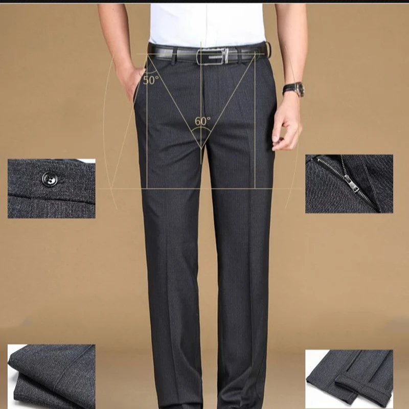 New Men\'s Classic Straight Leg Business Suit Pants Solid Formal Occasion Office Pants Male High Quality Baggy Trousers Plus Size