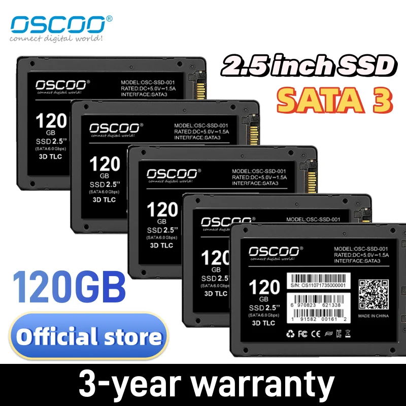 OSCOO 2.5 Hard Disk Disc Original SATA 3 SSD 120GB Hdd Disco Rígido Externo Internal Solid State Drive for Laptop&Desktop