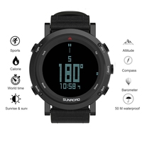 Sunroad FR851 Digital Sports Watch Barometer Altimeter Compass Pedometer Waterproof Casual Luminous Stopwatch Weather Forecast