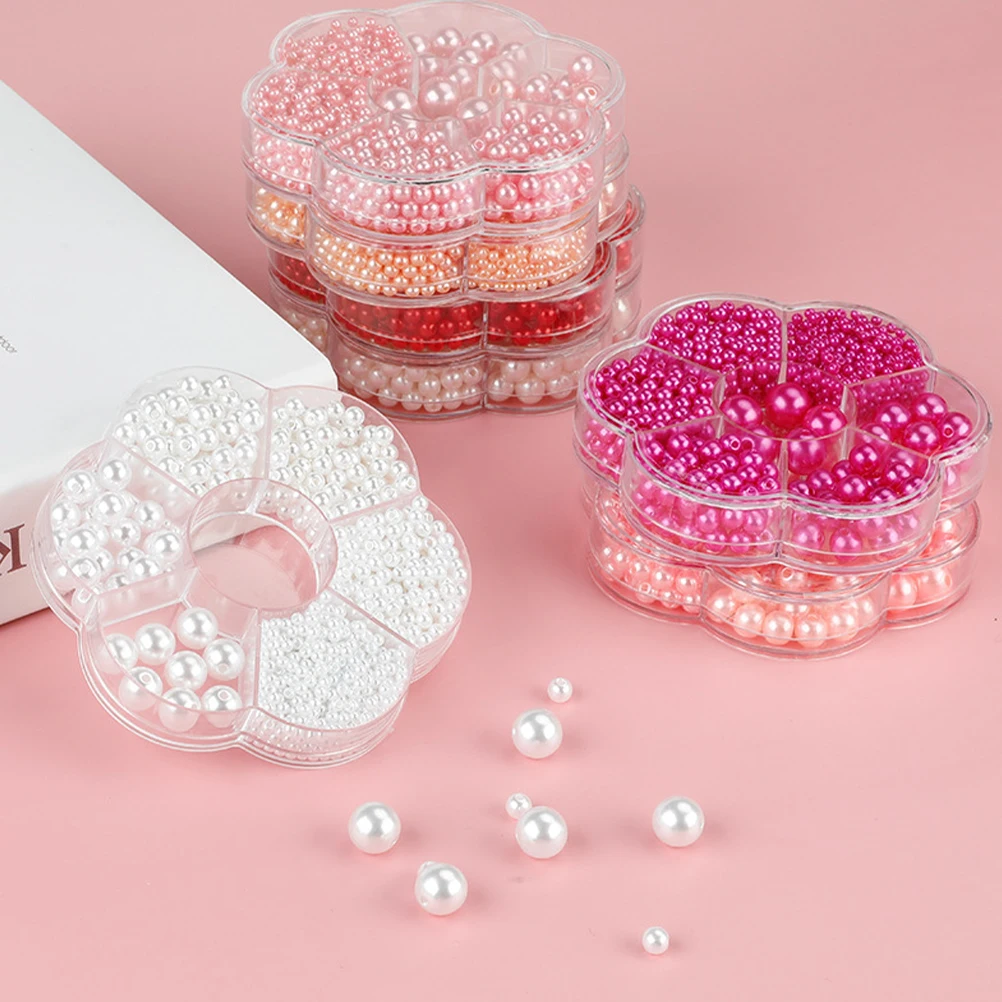 

1 Box Pearl Plum Flower Imitation Pearl Beads Glossy Polished Round Loose Beads Jewelry Craft Making Supplies DIY Accessories