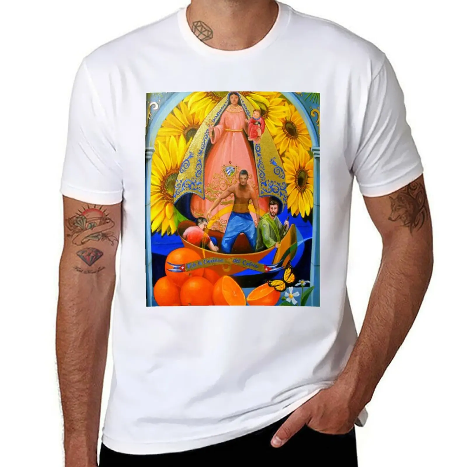 Nossa senhora caridad delobre patrono santo de cuba camiseta homem simples t camisa masculina camiseta gráfica