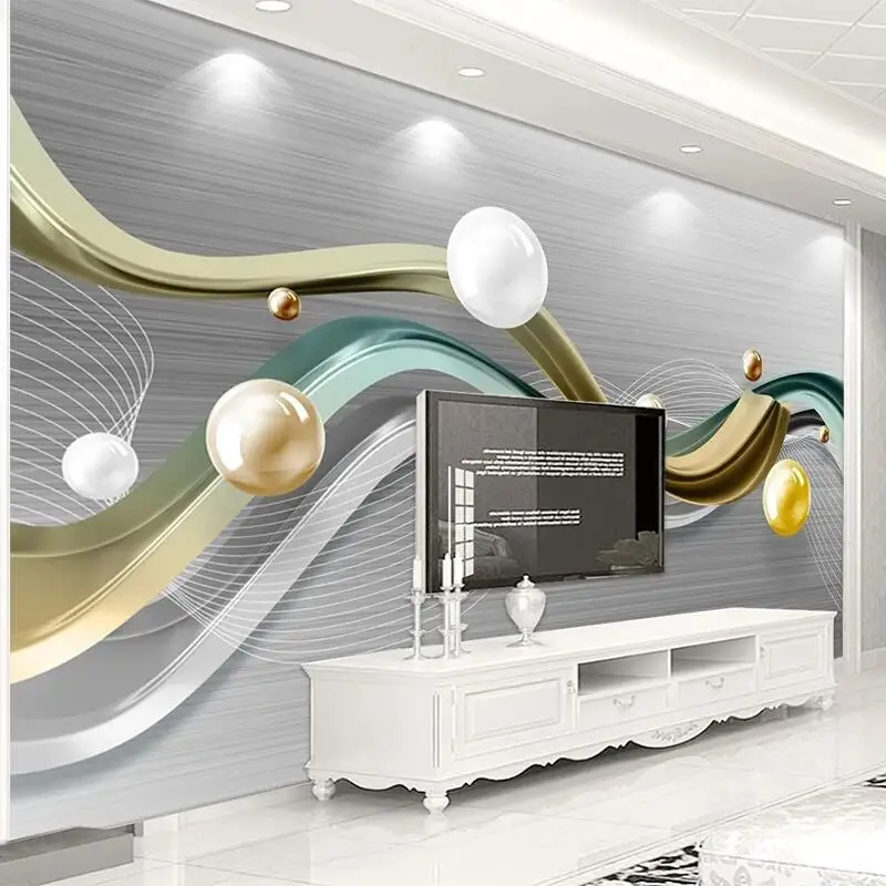 

Custom 3D Wallpaper Modern Geometric Marble Line Ball Photo Wall Murals Living Room TV Sofa Home Decor Papers For Tapety Fresco