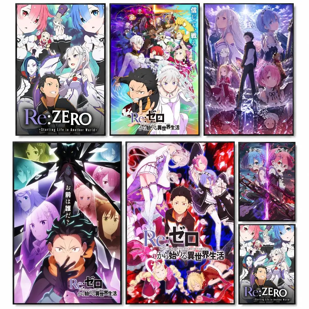 Anime Action Re Zero Poster Self-Stick Bedroom Dorm Office Gaming Room Studio Decor Gift