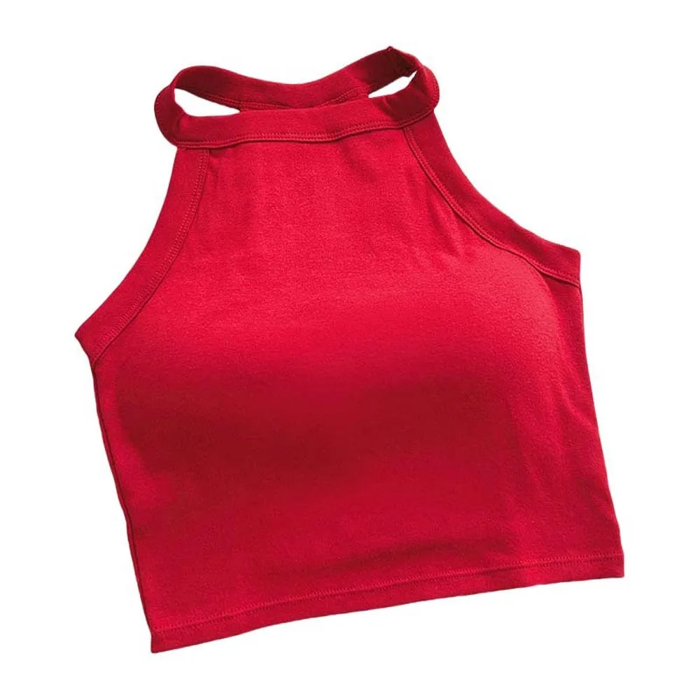 

Breathable With Chest Cushion Halter Camisole Solid Color Slim Fit Women Corset Streetwear Sleeveless Suspender Vest Yoga Sports