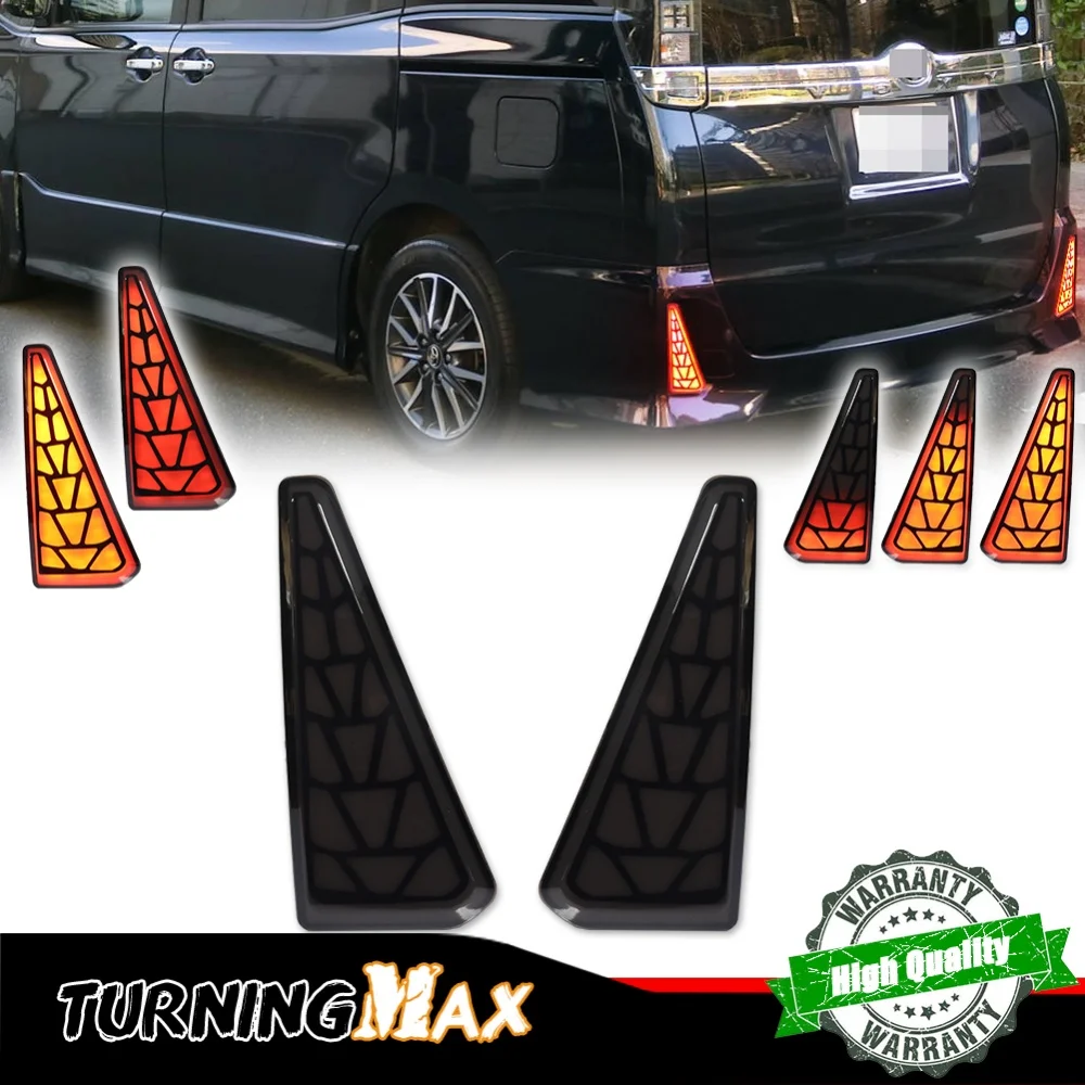 Red LED Rear Bumper Reflector Light For Toyota NOAH/VOXY 80 Series 2014-2018 Function as Tail Brake & Rear Fog Light Turn Signal