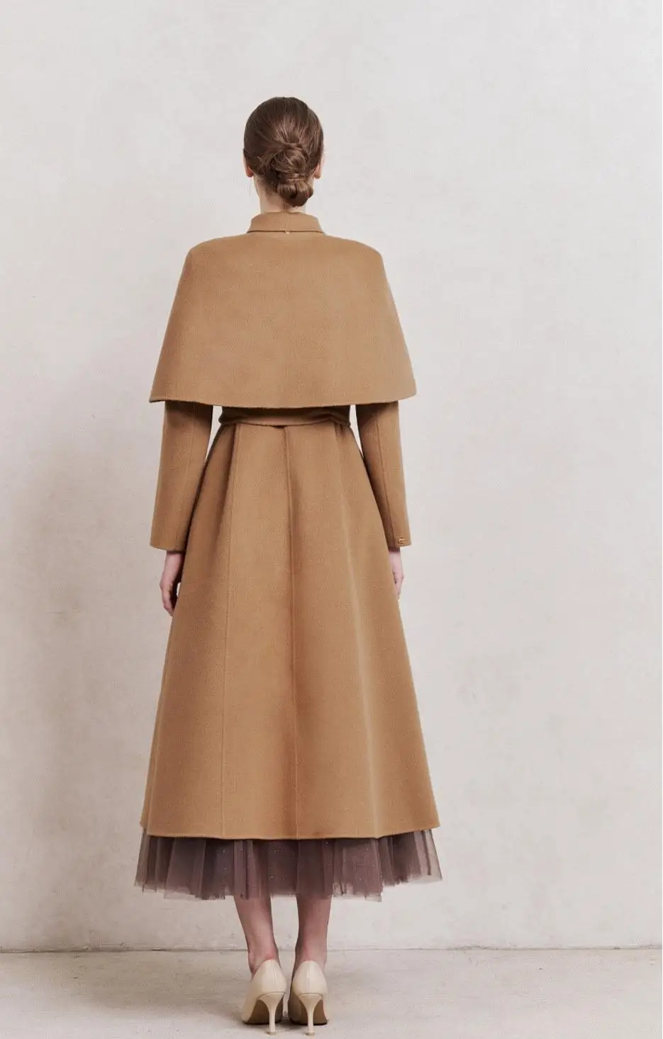 أزياء المرأة معطف الكشمير هيبورن نمط عباءة الشتاء السيدات خارج ارتداء تخفيف الدافئة طويلة خندق مخصص #6