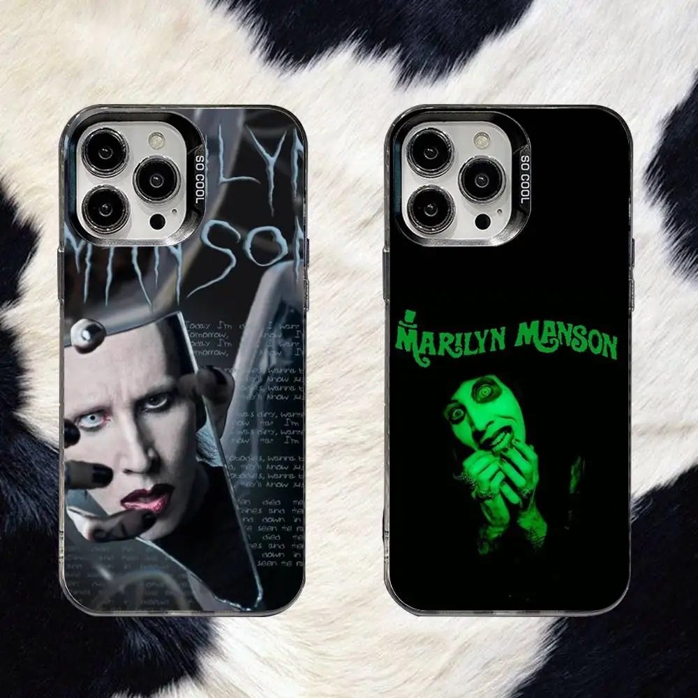 

Marilyn Manson Phone Case For iPhone 16,15,14,13,12,11,8,7,Pro,Max,Plus,Mini,XS,SE Anti Fall Black Matte Hard