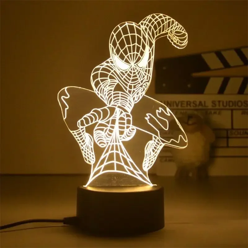 Marvel Disney Avengers Ironman Spiderman Thor Loki LED Night Light Glowing Lamp Deadpool Kreatywna zabawka dla dzieci Manga Prezenty