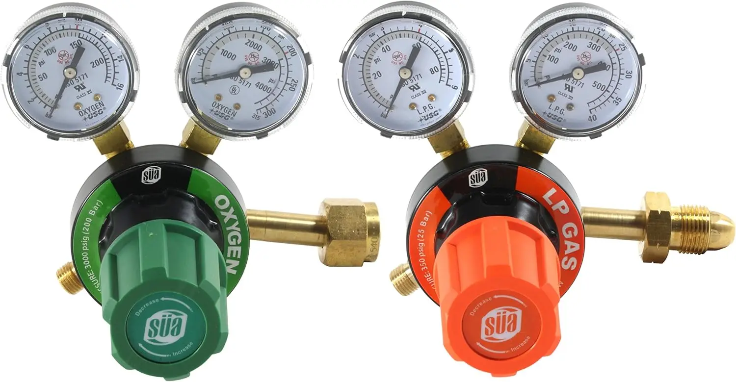 Combinação de reguladores de oxigênio e propano para soldagem e corte de combustível oxi - Série V350