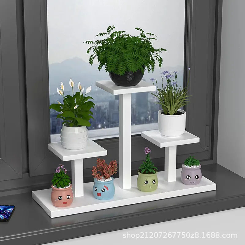 Window Sill Flower Stand Bedroom Wrought Iron Bay Window Multi-layer Small Square Shelf Shelf Flower Pot Rack Table