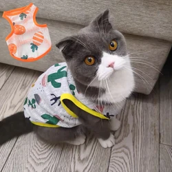 Cheap Sphynx Cat Vest Tshirt Summer Mesh Pet Sleeveless Clothes for Cats Gotas Katten Kedi mascotas Shirts Sunscreen Clothing