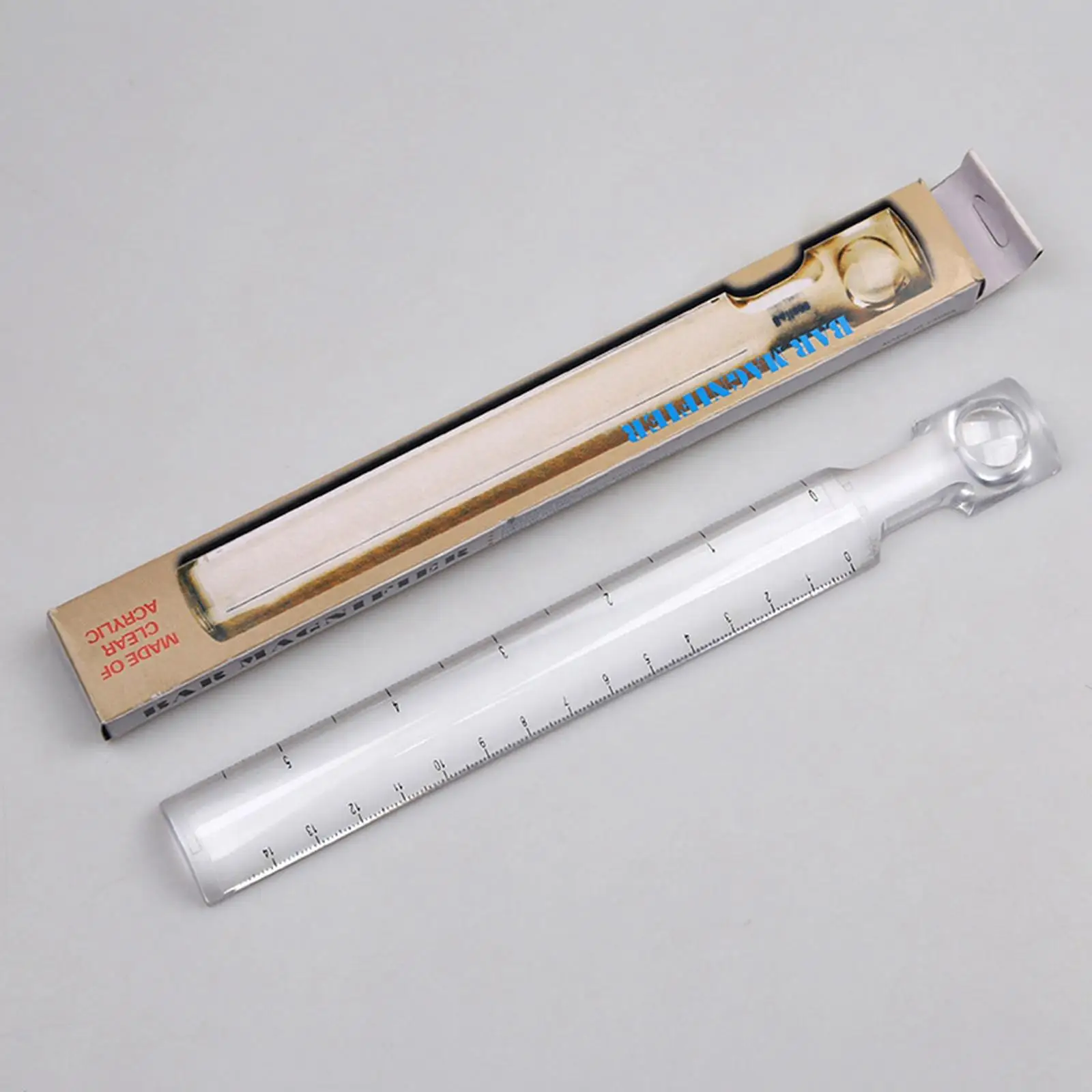 2x Handheld Magnifying Ruler with Scale for Reading Papers Document