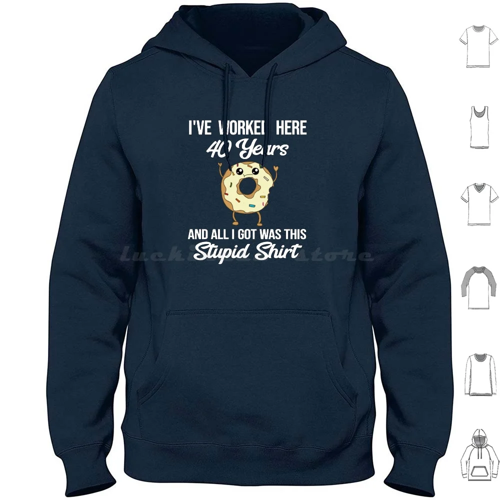 40 Year Work Anniversary Funny Donut-40Th Employee Appreciation Hoodie cotton Long Sleeve 40 Year Work Anniversary Forty Year