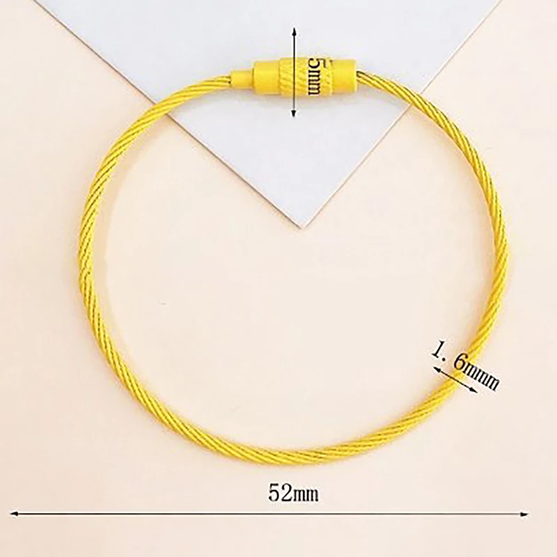 10pcs Random Length 15cm Steel Cord Binder Loop Steel Cord Key Ring Cord Luggage Tag Loop Wire Key Chain