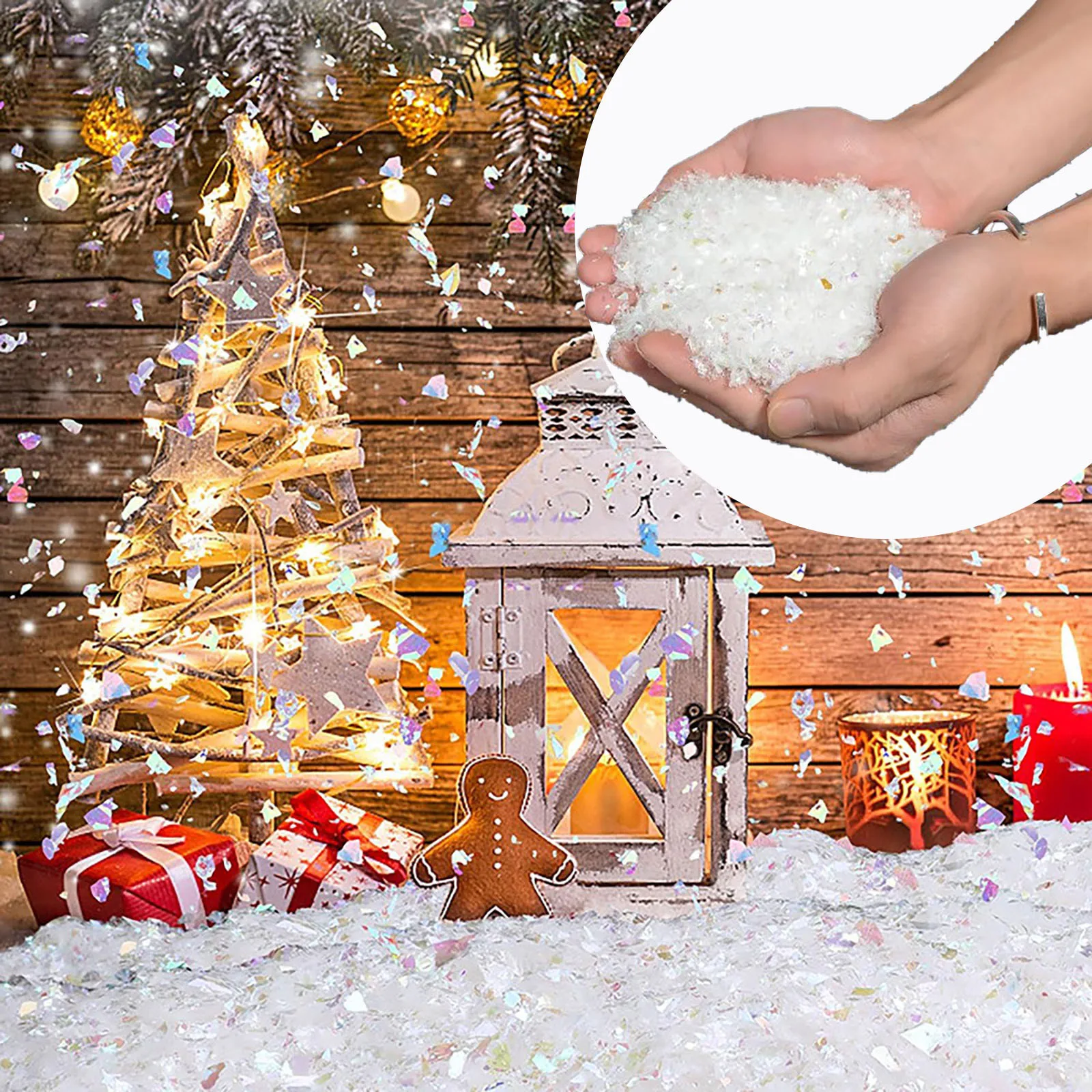 Christmas Flake Snow Powder Filler Xmas Snow Decoration Craft Sparkling Snow For Party Decorations For Women Fast Shipping