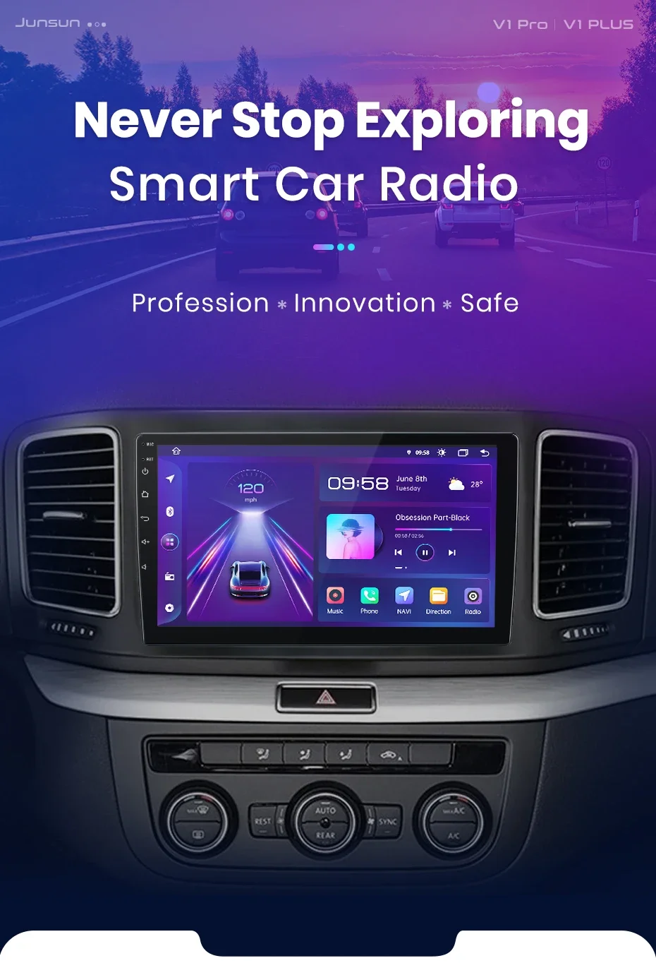 Junsun AI 4G LTE Drahtlose CarPlay Android Auto Auto Radio Für Volkswagen Sharan 2012 2013 2014 2015-2018 GPS Navi BT DSP RDS FM – Detail 2