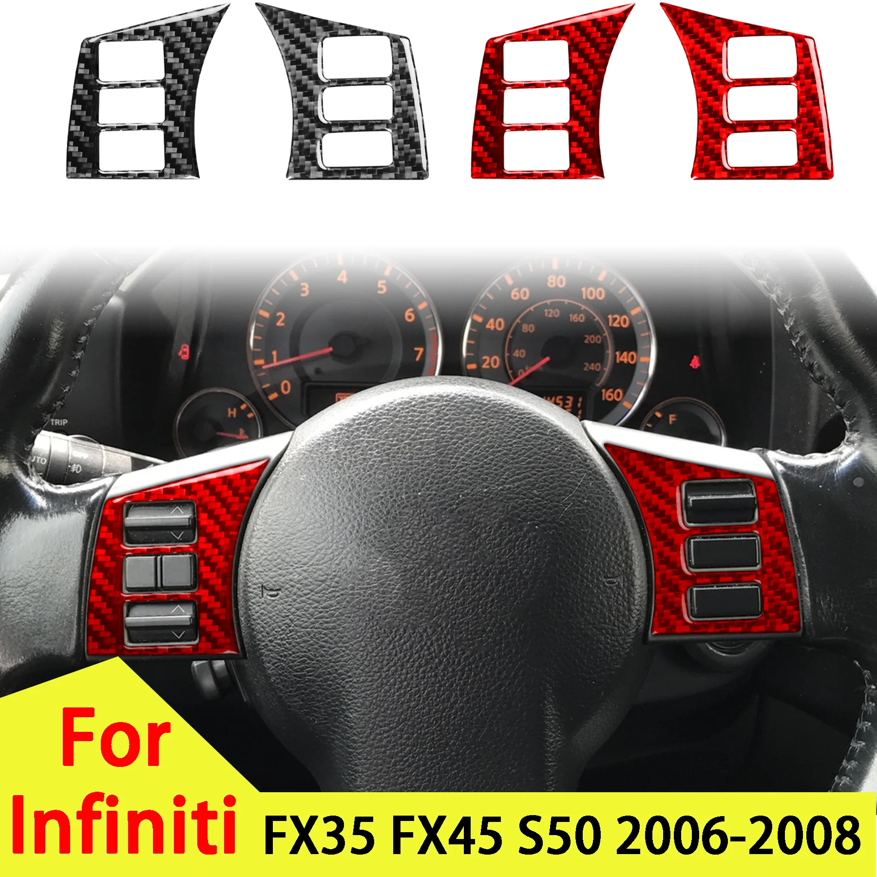 

Soft Carbon Fiber Steering Wheel Multi-function Button Panel For Infiniti FX35 FX45 S50 2006-2008 Interior Accessory Stickers