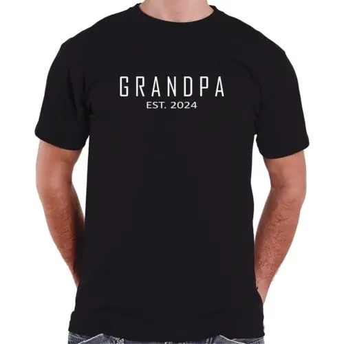  Grandpa Est 2024 Funny First Time Grandfather Promoted T-Shirt S-3XL