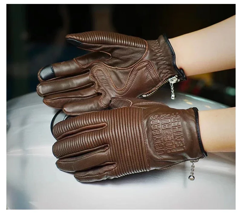 

Uglybros Vintage Leather Motorcycle Gloves Full Finger Touch Screen Men Women for Motorbike Riding Motocross Moto Racing Biker