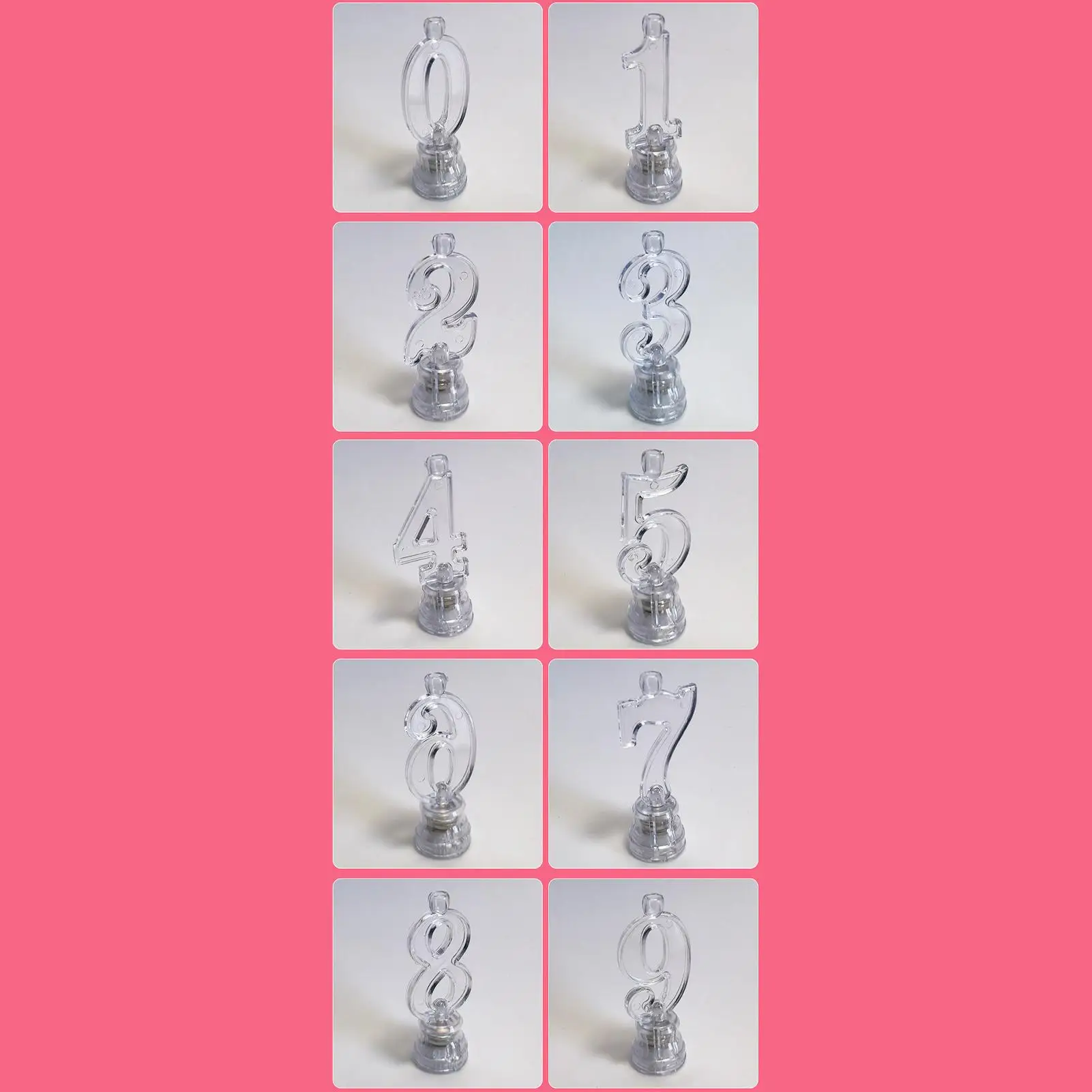 LED Birthday Candles 0-9 Number Reusable Transparent Shell Cake Topper 10 Pieces Birthday Cake Candle For Home Anniversaries