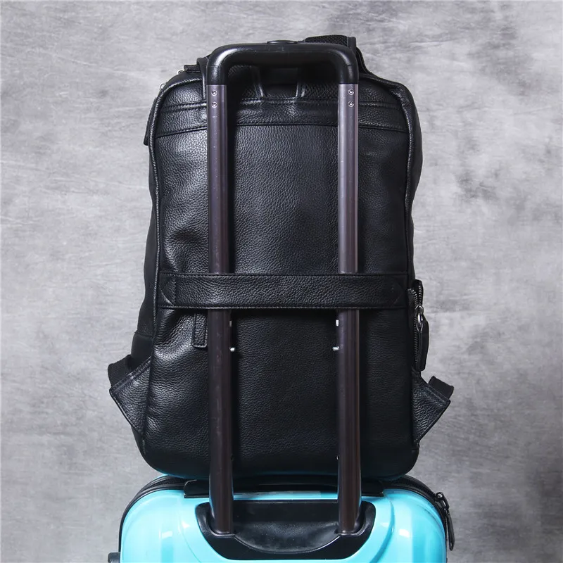 Simple casual soft cowhide men women's backpack high quality natural genuine leather large capacity travel black laptop bagpack