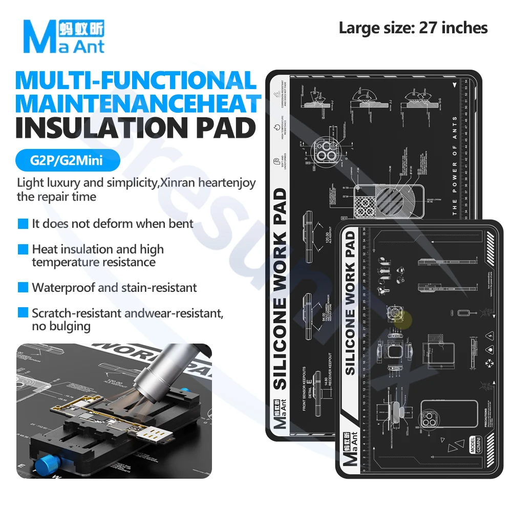 

MaAnt G2P/Mini Heat-Resistant Anti-Dirt Multi-Function Repair Mat for Mobile Phone Motherboard PCB Repair Silicone Mat Tool