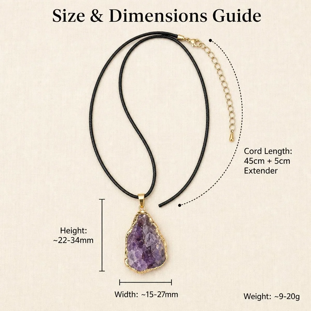 Raw Crystal Pendant Necklace Gold Dipped Rough Gemstone Chunk Black Wax Cord Healing Stone Necklace for Men Women
