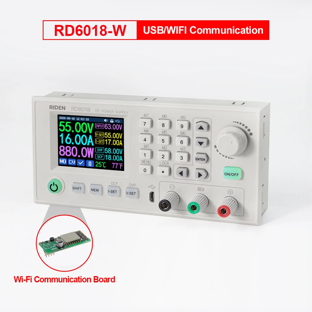 RD USB WiFi RD6018W DC - DC Voltage current Step-down adjustable Power Supply module buck Voltage converter voltmeter 60V18A