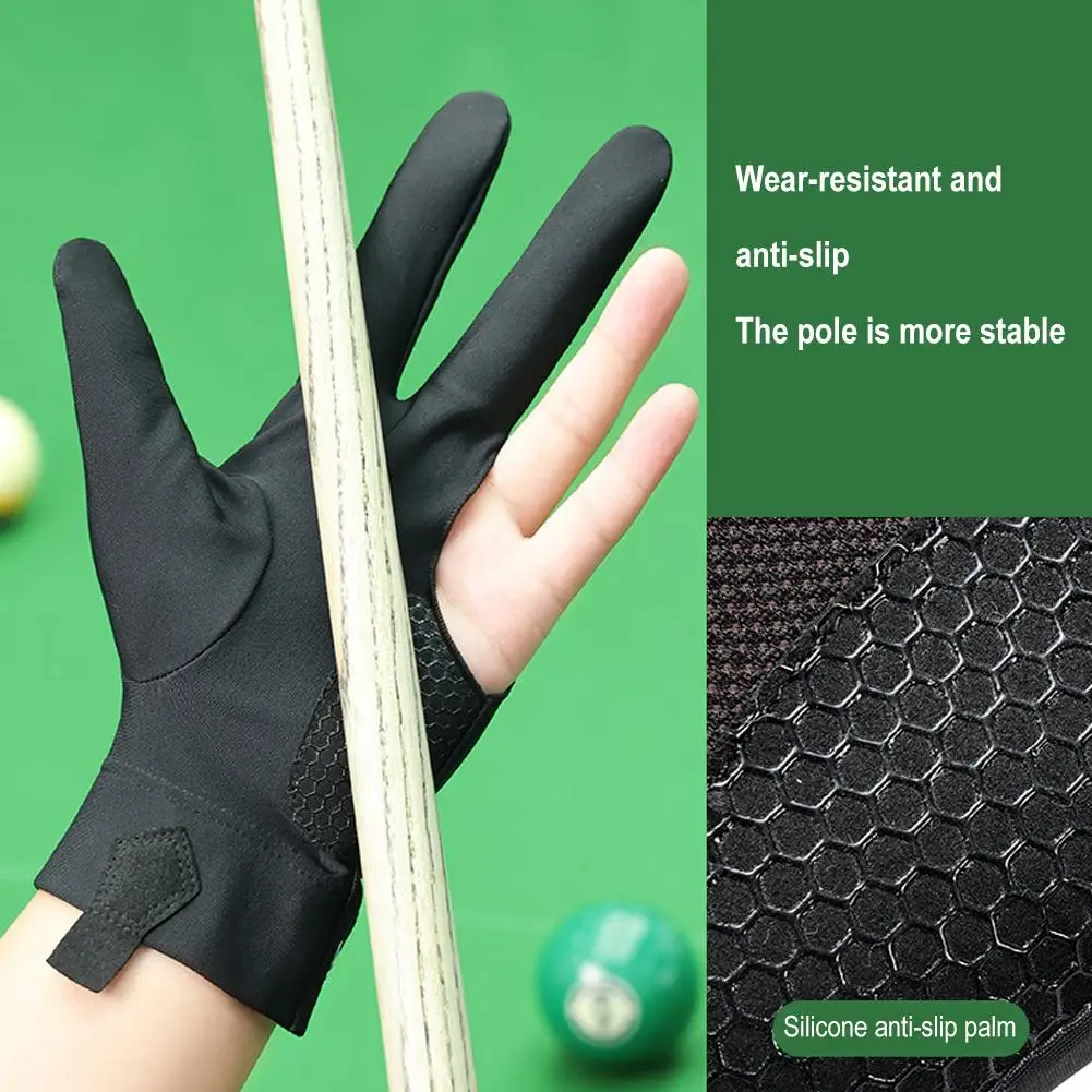 Guanti da biliardo professionali mano sinistra tre dita Snooker guanto da biliardo antiscivolo elasticità accessorio per l'allenamento del biliardo