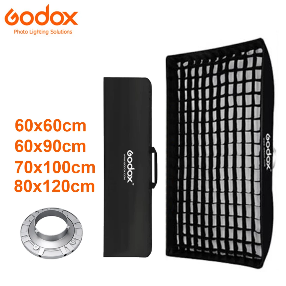 Godox 60x60cm 60x90cm 70x100cm 80x120cm Rectangle Honeycomb Grid Softbox with Bowens Mount for Studio Flash Strobe