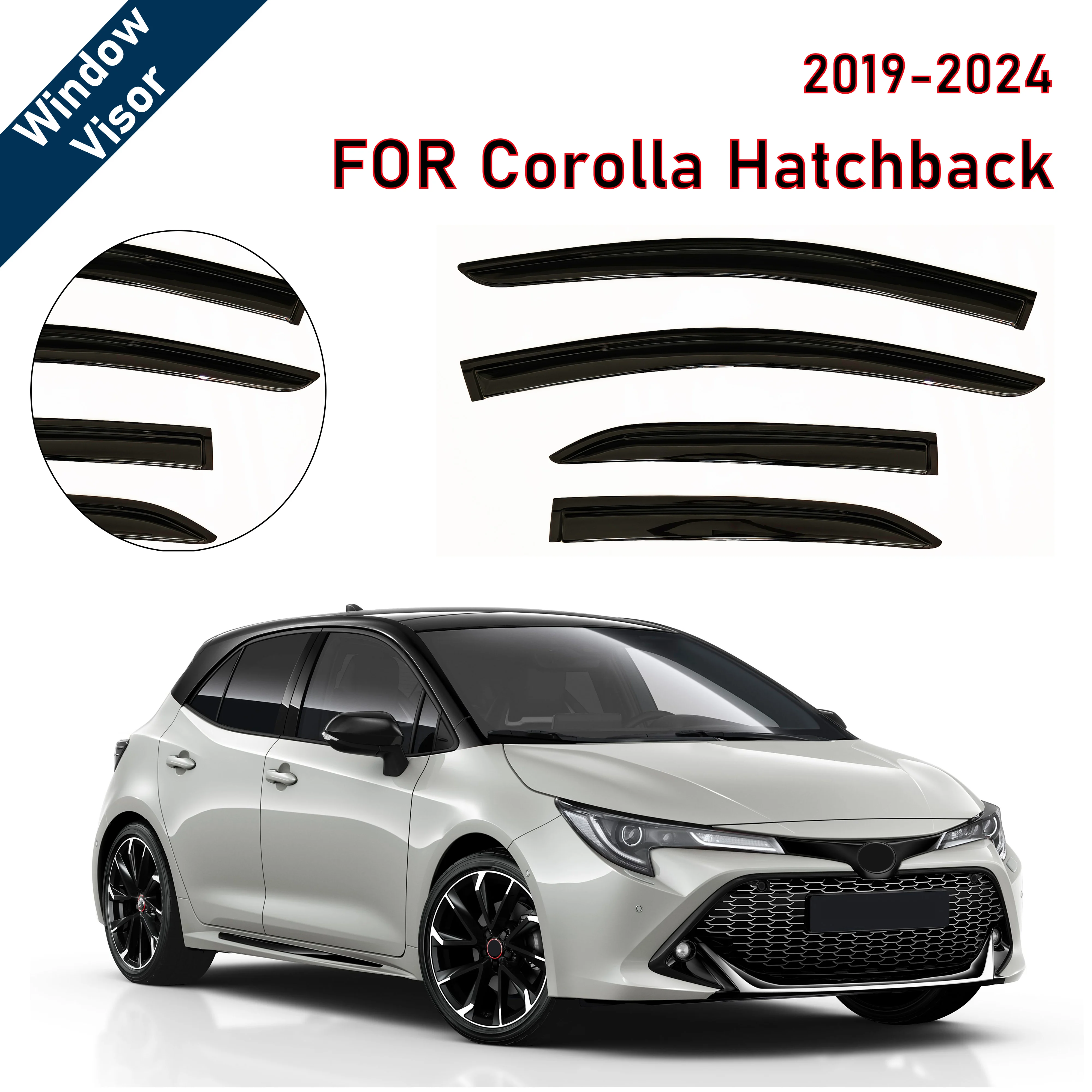 

4 pcs of the latest model car window sunshade for Corolla 2019-2024 Hatchback, window visor rain guards window visors